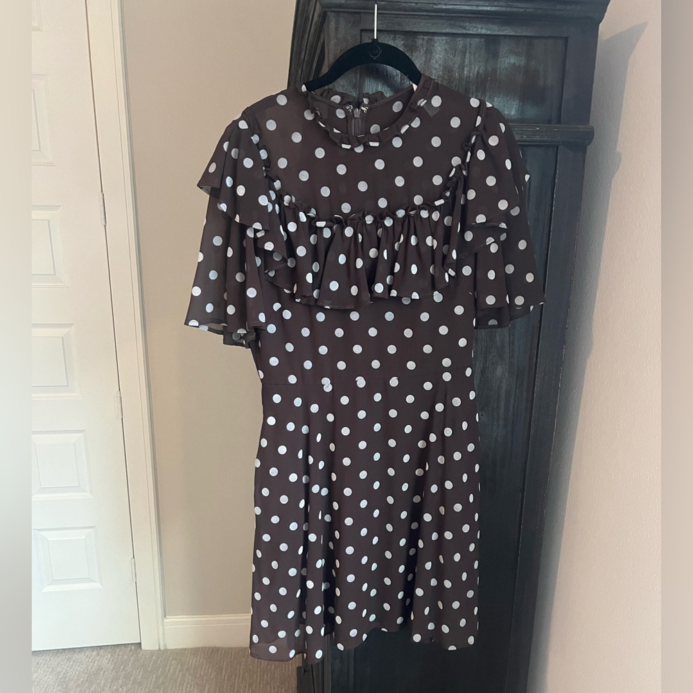 Pearl Brown Dress with White Polka Dots